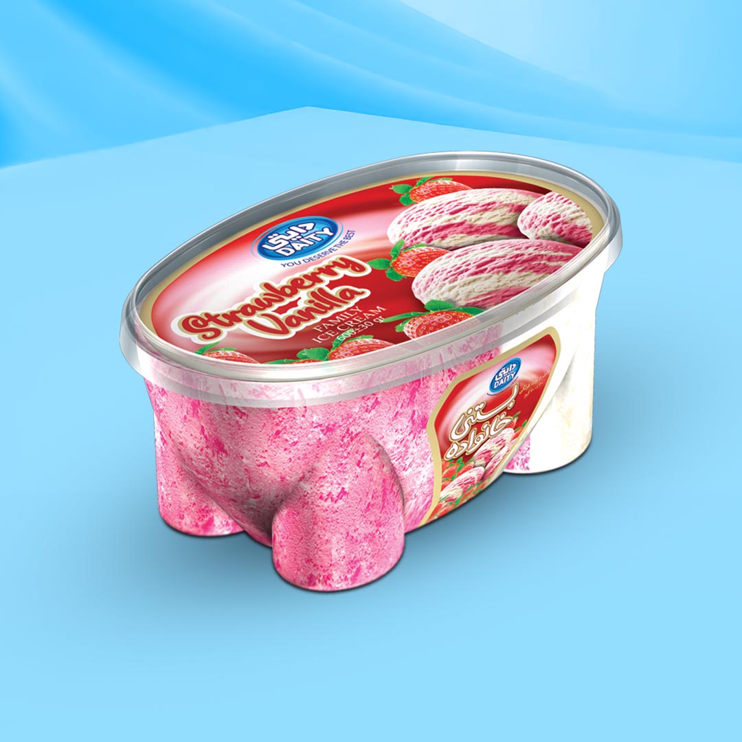Tub Vanilla Ice Cream with strawberry